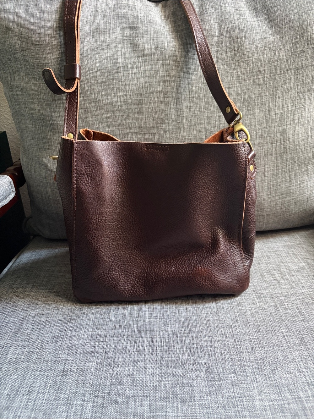 Portland Leather Butterfly Crossbody Bag In Coldbrew - Picture 3 of 4